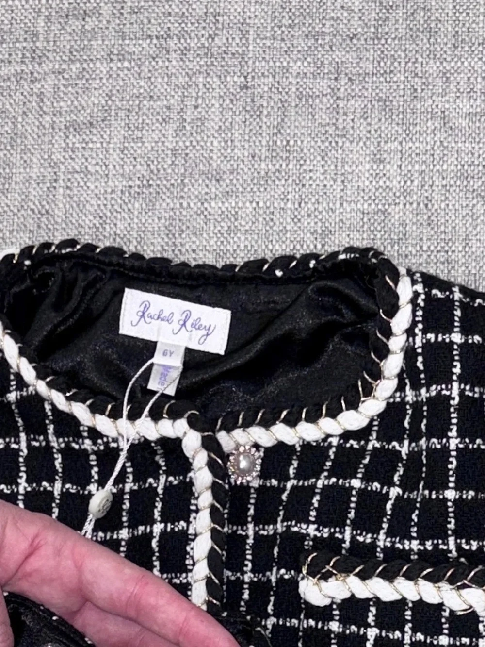 Rachel Riley 6Y Girls Black & White Tweed Jacket and Skirt Set NWT